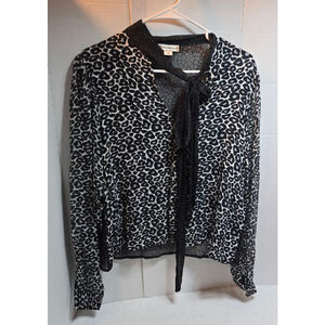 Women's Conditions Apply Leopard Print Blouse M Black White